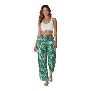 Jane And Delancey Green White Tropical Pants Small Resort Style